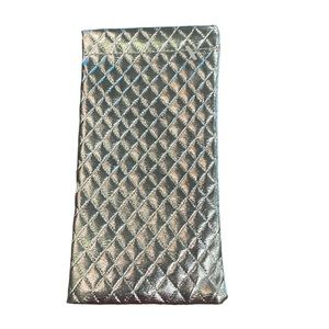 Silver Eyeglass Case Protect Quilted Sunglasses Soft Sided Diamond Print Pattern
